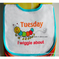 OEM Produce Cartoon Customized Logo Printed White Cheap Cotton Terry Baby Feeder Apron Bibs